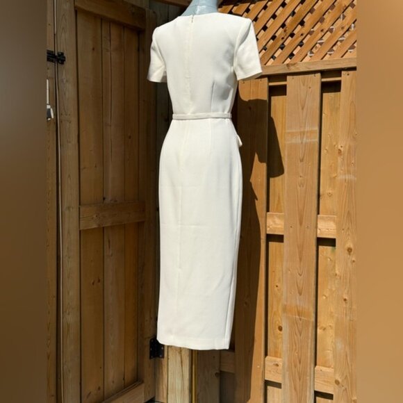 🆕 SELF-PORTRAIT 🧿 BNWOT Cream Ecru Crepe Buttoned Midi Dress, Sz UK 6/ US 2 - Picture 7 of 14